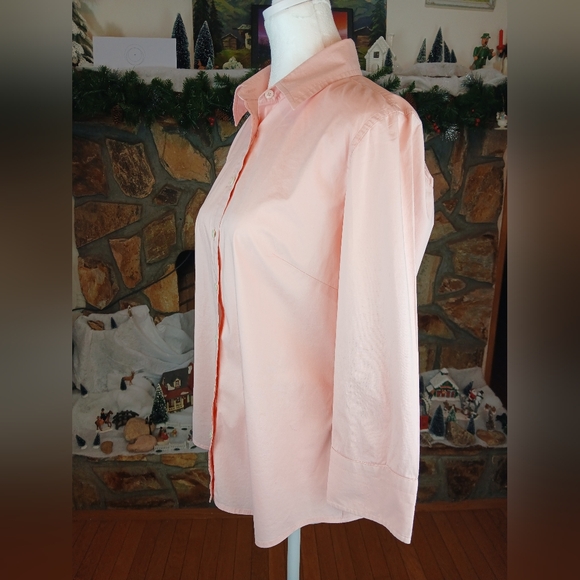 J. Crew Haberdashery Women's Pink Collar Stretch Button-Up Shirt ¾ sleeves LN - Picture 5 of 6